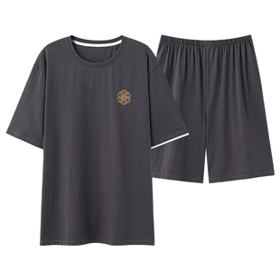 芬腾可安睡衣男款男士夏季纯棉2026新款短袖短裤大码凉家居服夏天