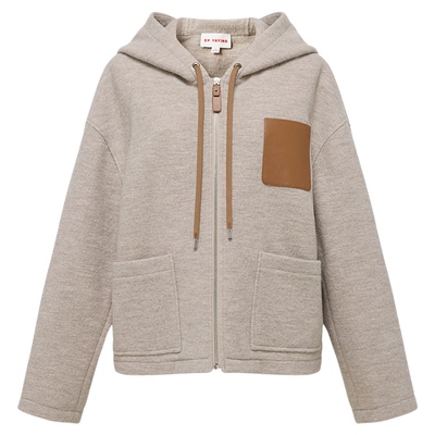 雅莹绵羊毛连帽毛呢外套