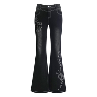 UNIFREEPLUS大码轻亚复古牛仔裤女25秋季新款修身显瘦微喇裤子