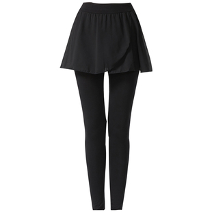 芭蕾舞蹈裤女成人假两件九分裙裤莫代尔训练形体练功裤黑色拉丁裤