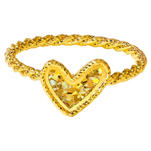 金至尊爱心黄金戒指女2026新款足金爆闪麻花戒指情人节礼物金指环