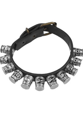 镂空立体花纹朋克细长窄PU皮手链