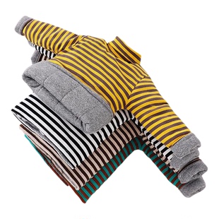 童装宝宝半高领打底冬季加绒3层加厚婴幼儿上衣男女童条纹打底衫