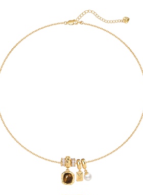 AJIDOU阿吉豆项链女款虎眼石吊坠