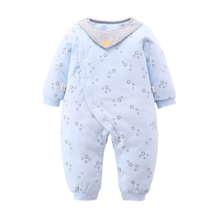 小数点新生儿薄棉连体衣男女宝外出婴幼儿春秋连身棉衣爬服连身衣