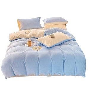 a类加厚牛奶珊瑚绒被套单件双面法兰绒单独被罩蓝色毛绒四件套冬