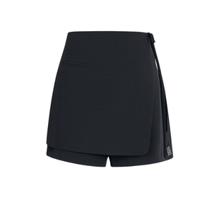 XG/雪歌XK102010A628藏青色休闲裤2025春季新款设计感直筒短裤女