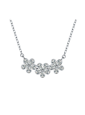 周六福花朵项链女S925银链坠轻奢小众送女友圣诞礼物