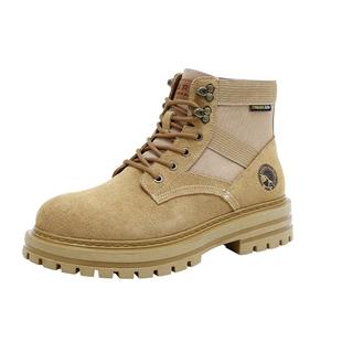 马克华菲马丁靴男冬季加绒棉鞋男士靴子大黄靴男款高帮复古工装靴