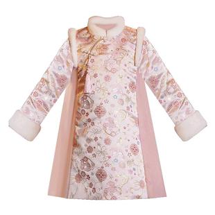 女童中国风旗袍裙2025新款女宝汉服唐装儿童冬季拜年服冬装过年服