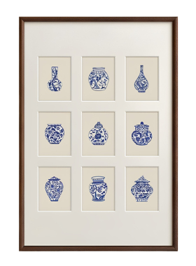 青花瓷·瓶安 法式现代中国风客厅装饰画新中式餐厅玄关花瓶挂画