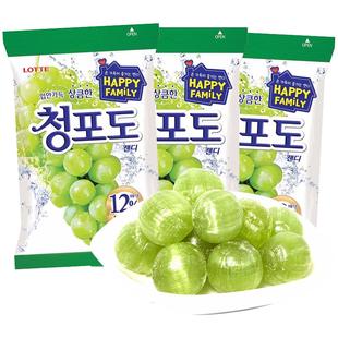 韩国进口乐天青葡萄硬糖水果糖儿童糖果青提零食喜糖年货批发散装