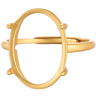 古法金戒指空托椭圆日韩简约18K金四爪戒托空托镶嵌蜜蜡翡翠配饰