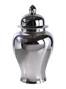 玉简储物罐银色陶瓷花瓶