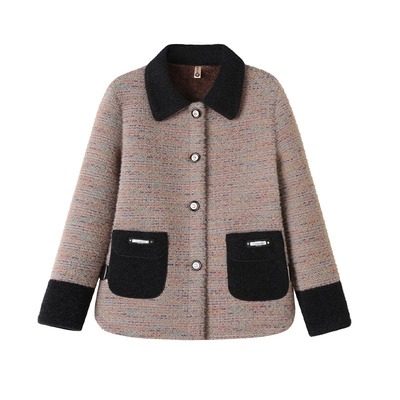 妈妈冬装加绒加厚水貂绒外套2025新款中老年女装洋气呢子大衣短款