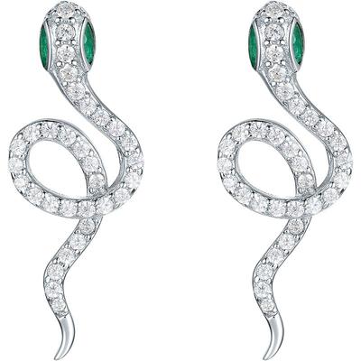 周六福S925银生肖蛇耳饰女复古