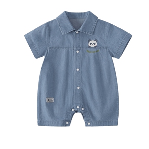 婴儿连体衣夏季薄款幼童帅气爬服宝宝纯棉百天衣服潮男婴哈衣夏款