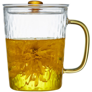 玻璃杯带盖耐高温办公室水杯女家用透明喝水咖啡杯子男泡花茶茶杯