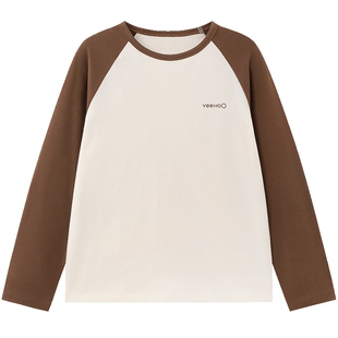 英氏童装长袖t恤插肩袖春秋新款男童女童春季中大童秋冬打底上衣