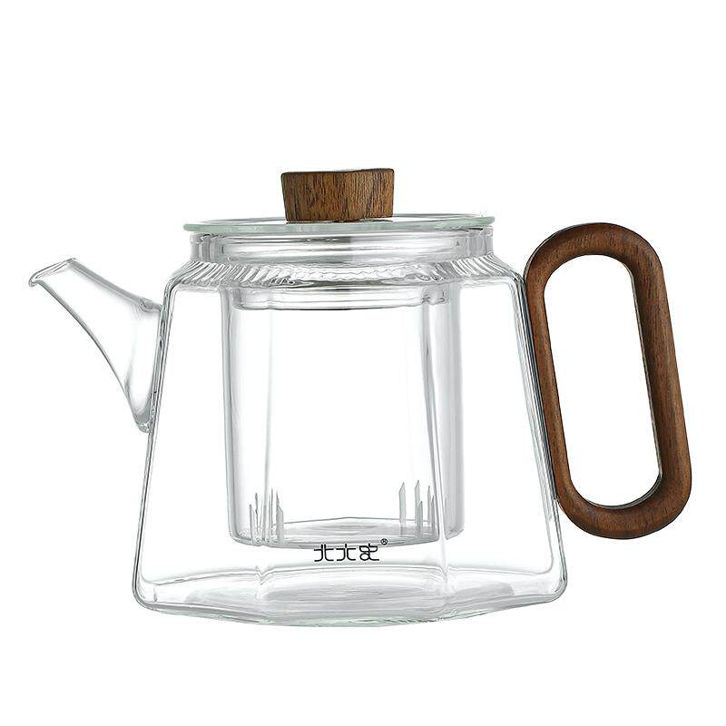北大史八方耐热玻璃木把泡茶壶