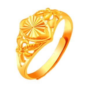 越南沙金戒指女款仿黄金色戒子活口可调节时尚镀金色饰品久不褪色