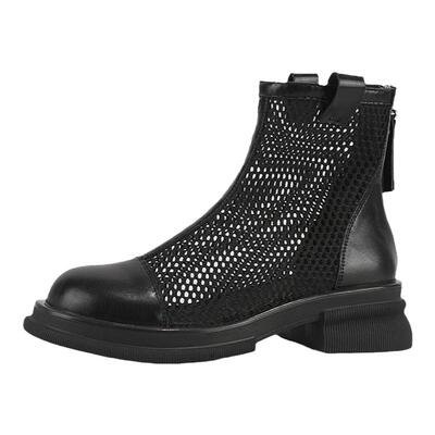 达芙妮黑色网靴马丁靴时尚百搭