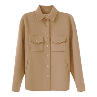 【商场同款】HPLY荷比俪冬季新款女宽松衬衫式双面呢大衣外套