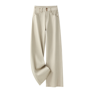 水洗绵时尚软牛仔直筒裤女2026年秋冬新款垂感百搭宽松宽阔腿长裤