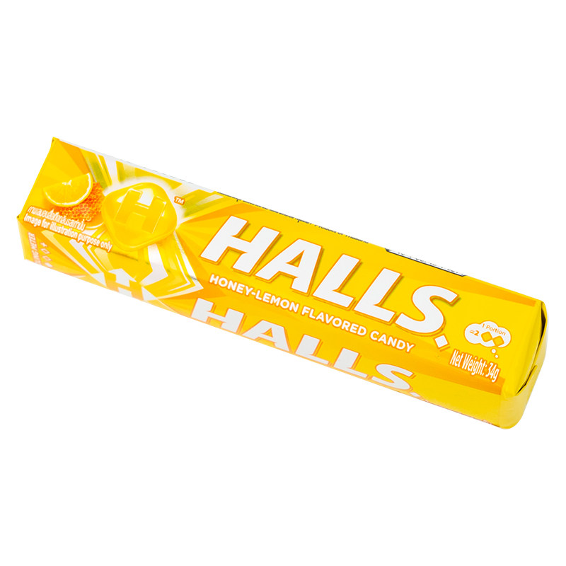 泰国进口HALLS何氏口特强薄荷糖青柠味树莓味34g条装果味硬糖果