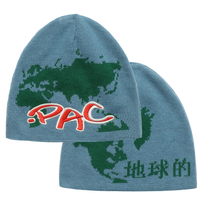 羊毛提花地球的毛线帽