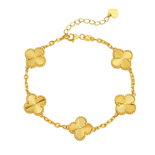 5G经典四叶草手链女黄金足金999五花手链幸运花瓣手饰送老婆另外