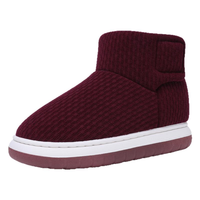 冬季加绒加厚保暖防滑厚底居家外穿高帮包跟棉拖鞋男女款老人棉鞋