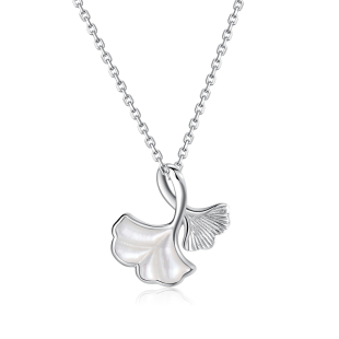 999纯银项链女2023年新款银杏叶吊坠轻奢小众设计生日礼物送女友