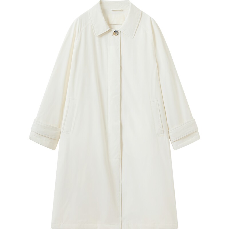 播冬季白色复古中长款羽绒服女宽松休闲外套DDS4RD5276