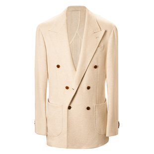 Acme cultum牦牛绒意式双排扣无结构针织西服男肌理感夹克外套