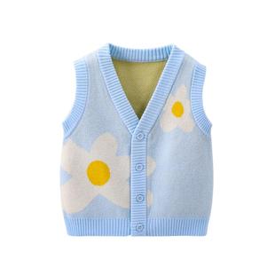 宝宝针织马甲男童马夹纯棉线衣婴儿毛衣坎肩罩衫女童披肩儿童背心
