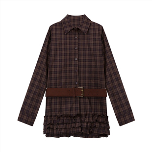 小众设计感情侣装春秋季2026韩版长袖衬衫女连衣裙法式一裙一衣潮