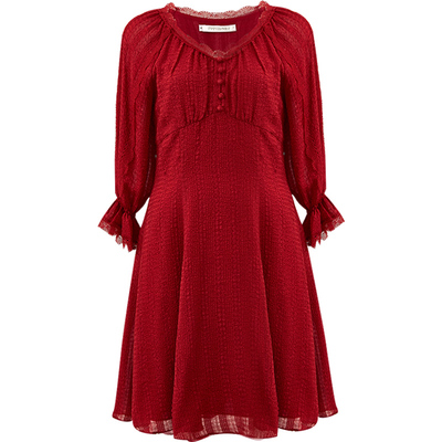 朵薇2021新款夏季雪纺小众连衣裙