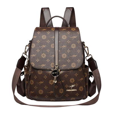 品牌休闲双肩包玫瑰袋鼠女士真皮