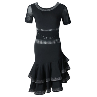 朵俏拉丁舞服短袖连衣裙女练功服舞衣专业舞蹈服演出服装成人舞裙