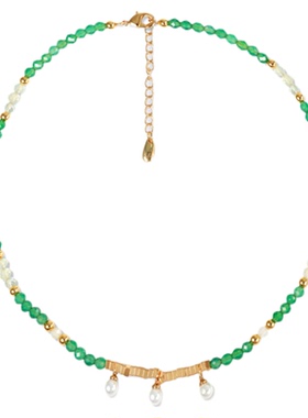 RCRetroChic希腊海神绿石项链