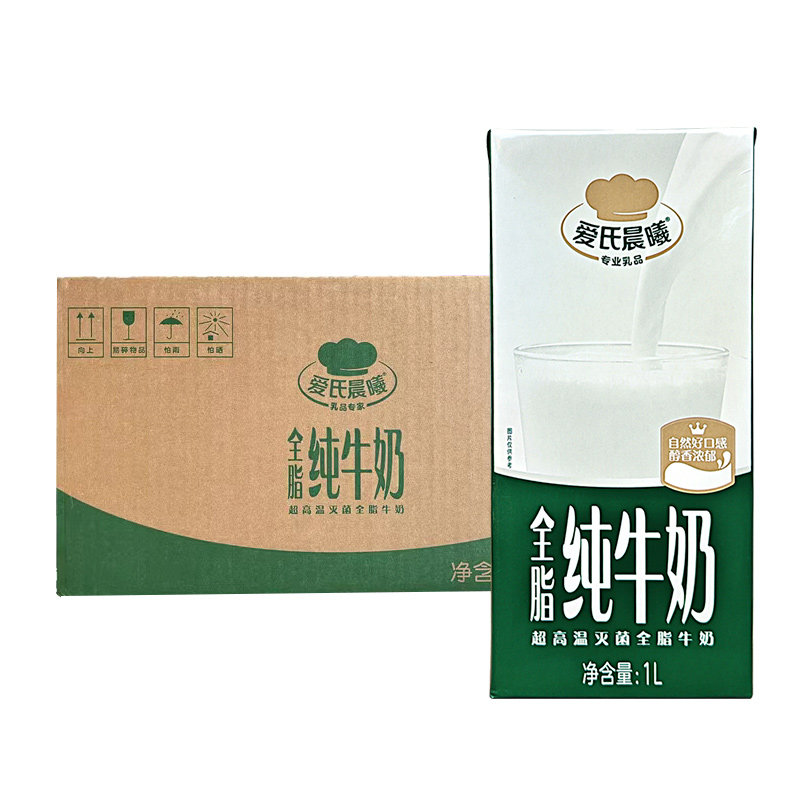 蒙牛爱氏晨曦全脂牛奶1L*12纯牛奶
