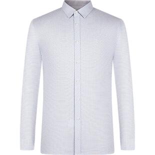 柒牌男装清仓格子衬衫男秋季休闲商务正装中青年长袖方领男士衬衣