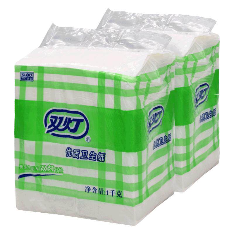 双灯平板卫生纸家用918g*2包精品1000厕纸老式实惠草纸散装卫生纸