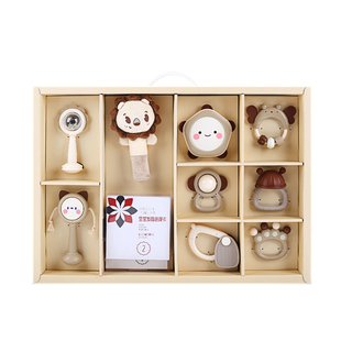 婴儿玩具新生儿见面礼盒礼物套装满月女宝宝幼0到3个月1岁6手摇铃