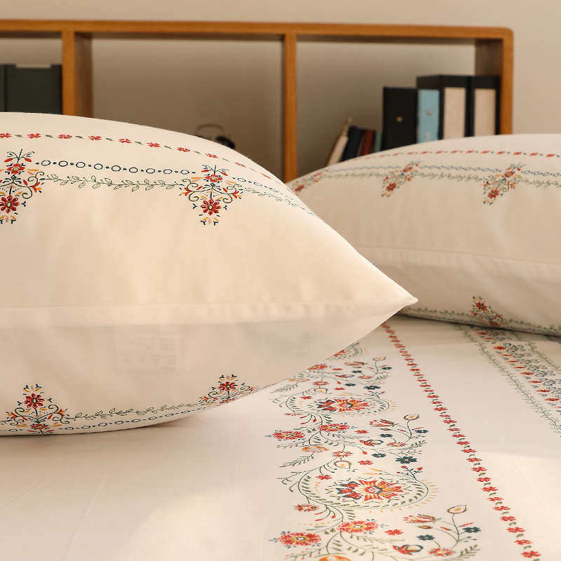 中国风凤尾花新款纯棉枕套全棉枕头套秋冬一对装单个家用 48x74cm