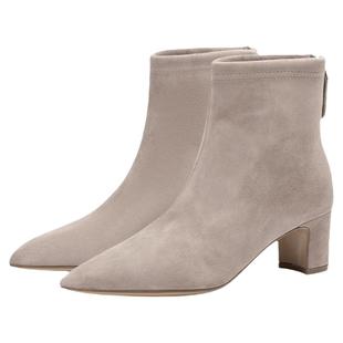 KISSCAT接吻猫[冬日来信]瘦瘦靴黑色高跟靴尖头时装靴短靴加绒