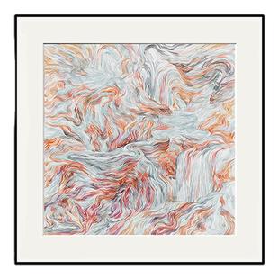 正方形餐厅客厅抽象现代装饰画民宿酒店床头晶瓷画样板间挂画定制