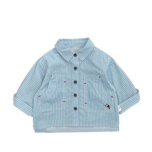 男童春秋款条纹衬衫套装男宝宝韩版翻领衬衣长袖打底衫婴儿牛仔裤