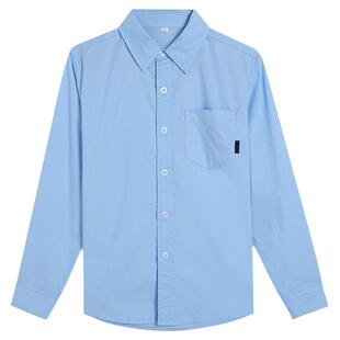 中小学生春秋浅蓝色长袖衬衫男女童夏季短袖礼服校服表演服套装